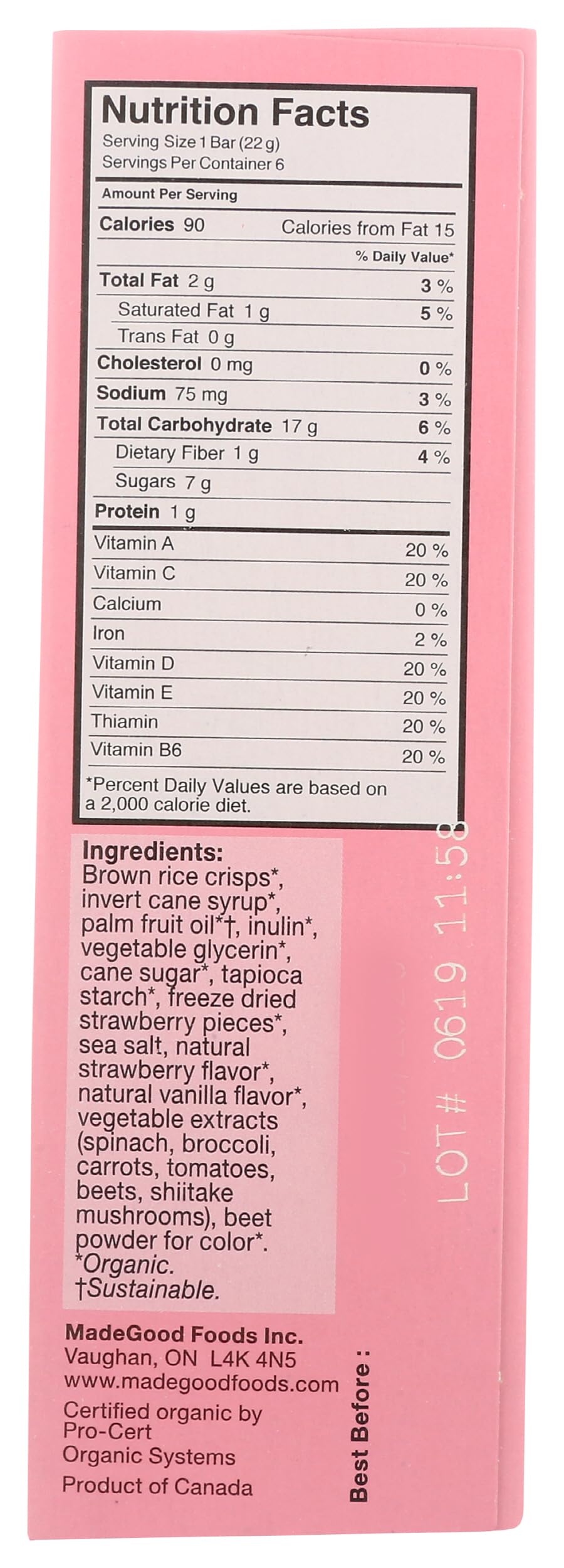 Bite-sized MadeGood Strawberry Crispy Squares showing crisp texture