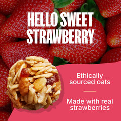 Made Good Strawberry Granola Bites nutrition label highlighting gluten-free and nut-free features.
