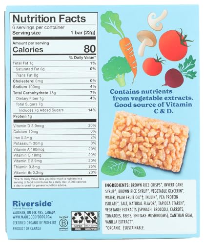 MadeGood Vanilla Crispy Squares bars 6-pack, easy portion control.