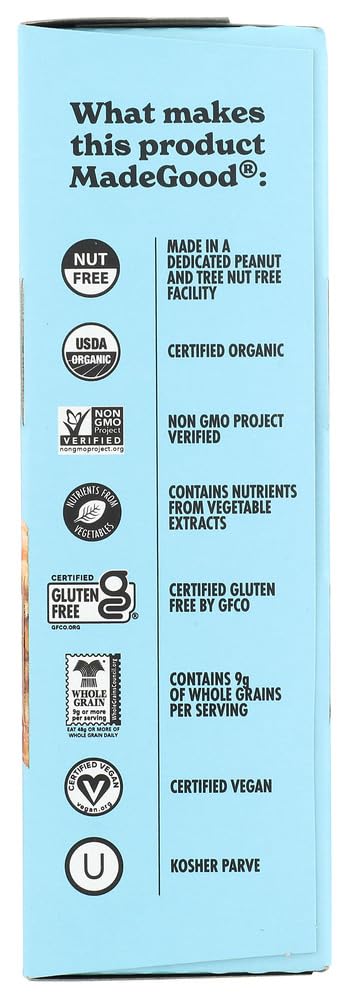 MadeGood Vanilla Crispy Squares ingredients list including wholesome plant extracts.
