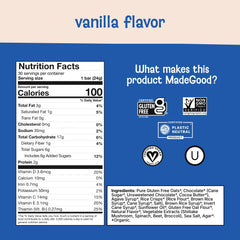MadeGood vanilla granola bar in hand, a quick on-the-go treat.