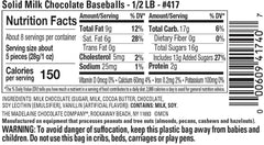 Madelaine chocolate baseball candies suitable for giftware and jars.