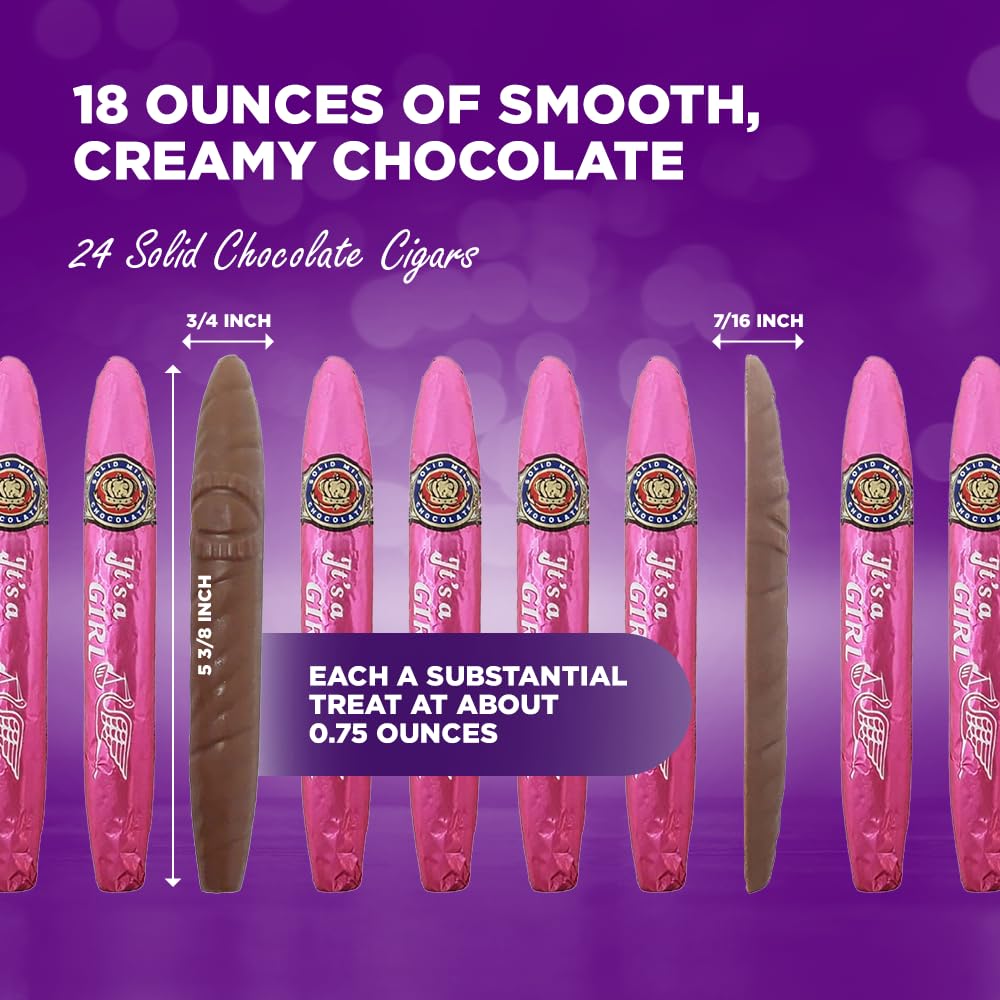 Close-up of Madelaine chocolate cigar showing premium molding details.