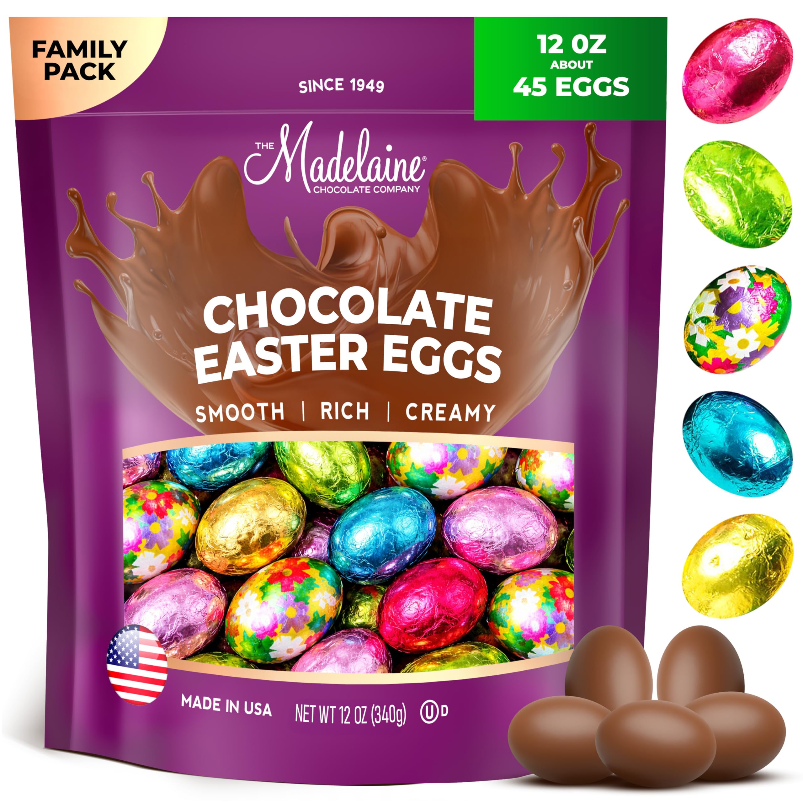 Madelaine Easter Eggs with solid color foils, ideal for brightening Easter baskets