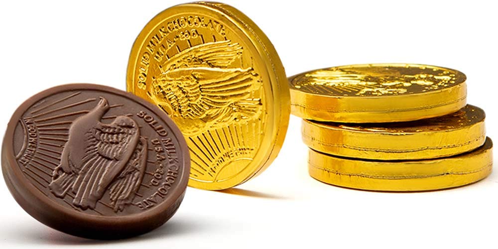 Bulk half-pound Madelaine coins for parties and candy buffets.