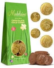 Madelaine Gold Coins, individually wrapped in gold foil, ideal for party favors and gifting.