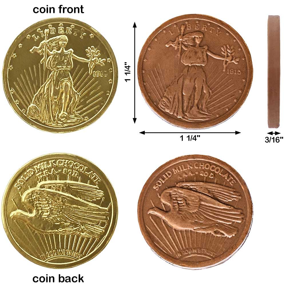 Premium milk chocolate Madelaine coins melt smoothly for treats.