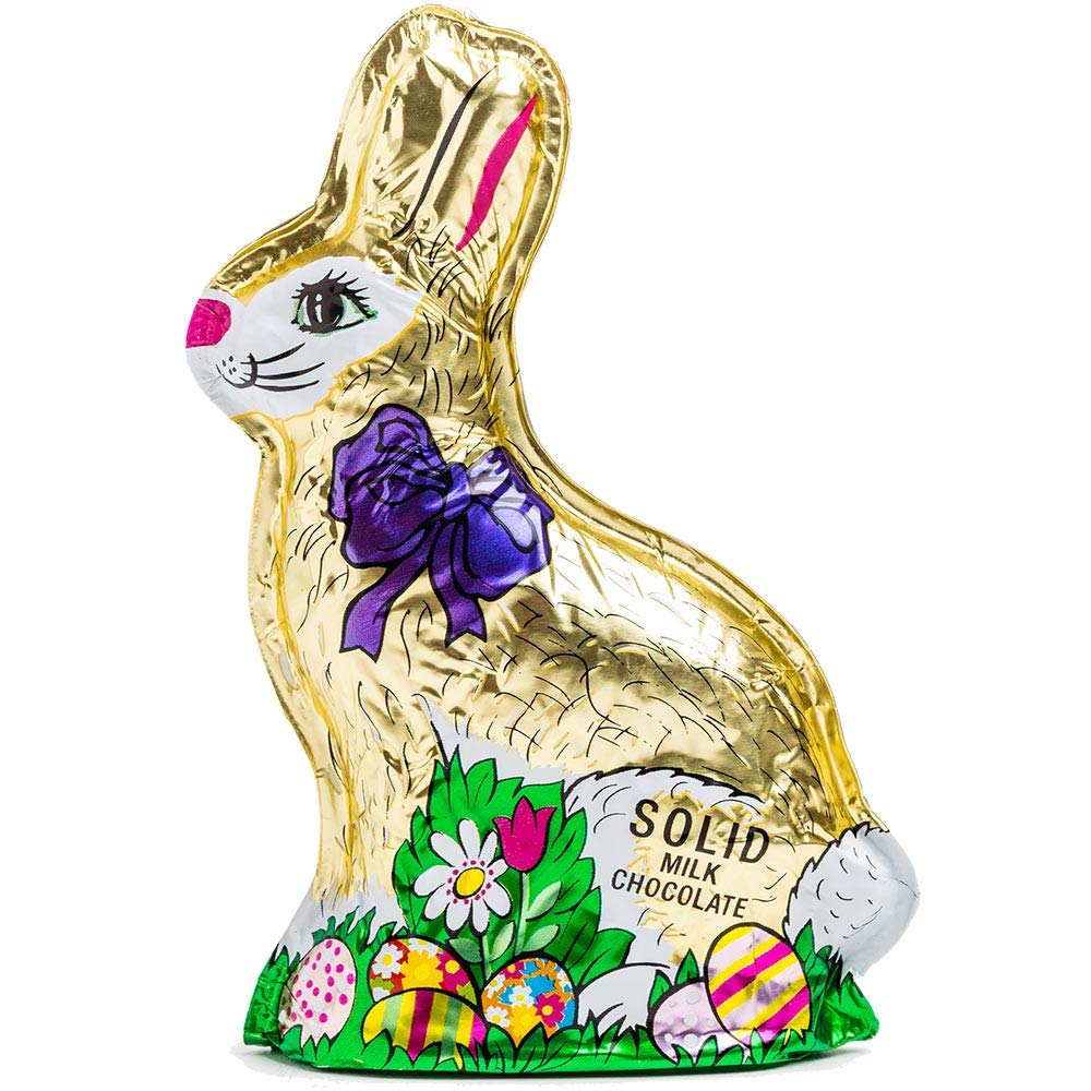 The Madelaine Milk Chocolate Bunny 6oz foil wrap showcases premium Easter candy for baskets.
