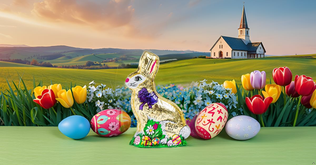 The Madelaine Milk Chocolate Bunny USA-made label supports domestic craftsmanship.