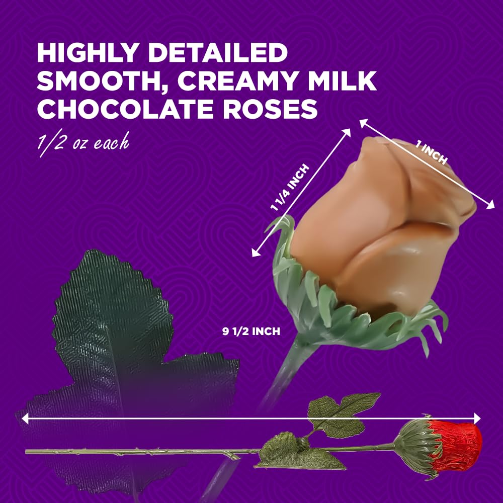 Close-up of The Madelaine chocolate rose snap and melt.
