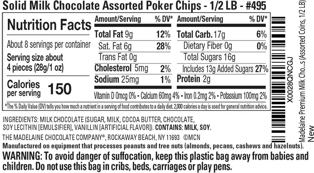 Madelaine Poker Chip Chocolates foil wraps showcase colors for gifts.