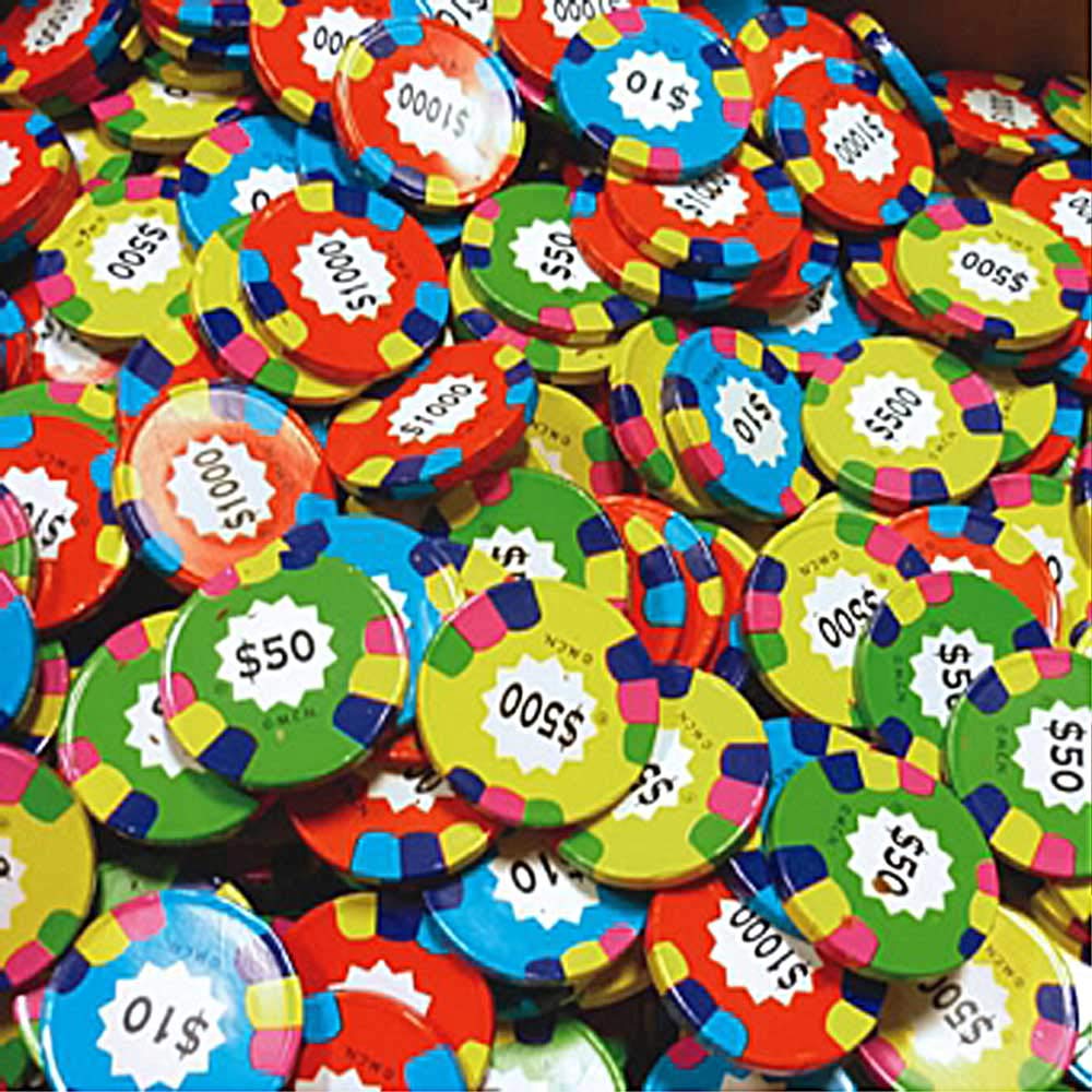 Madelaine Poker Chips on gift tray for parties and displays.