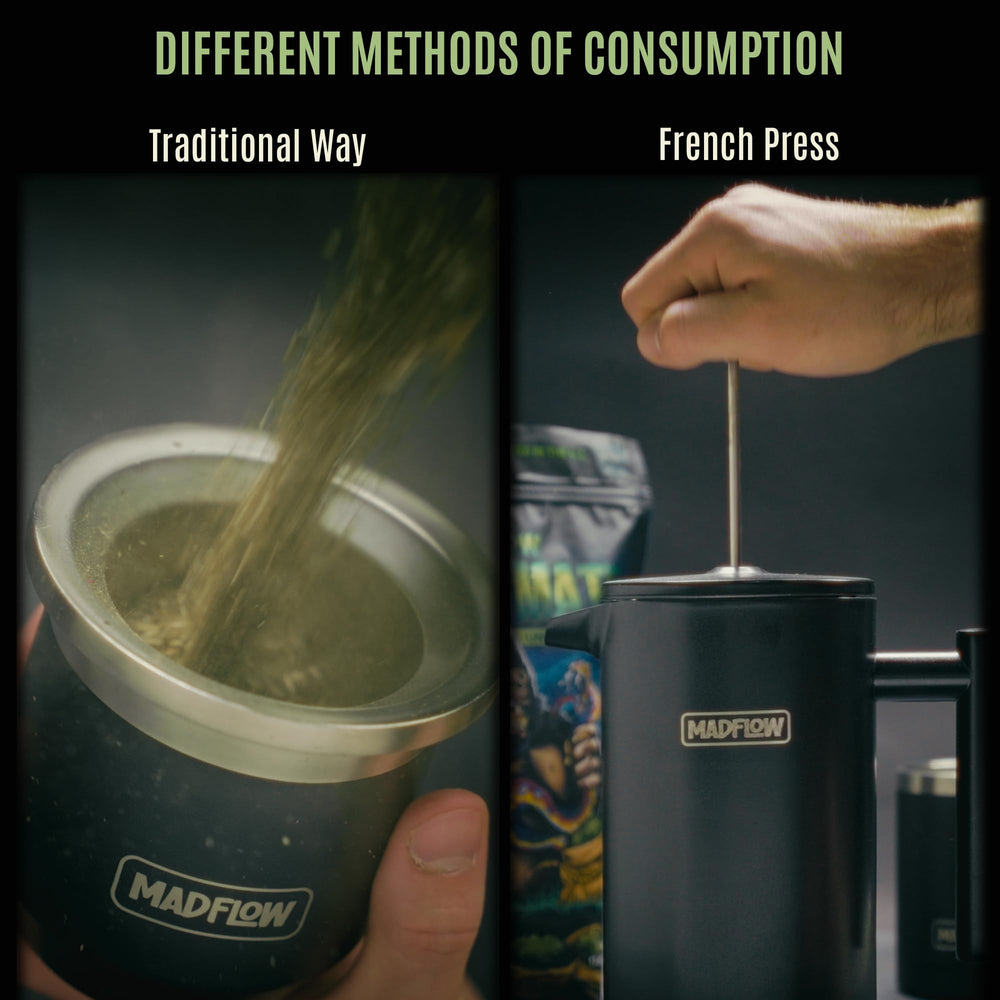 MADFLOW French press brew shows versatile preparation for bold flavor and quick access.