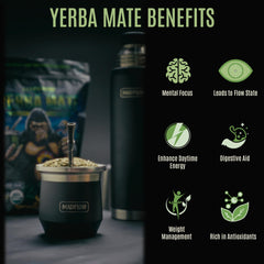 MADFLOW yerba mate cup with bombilla ready for traditional sipping and focused energy.