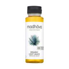 Madhava Agave Nectar Light bottle front—organic, neutral sweetness for beverages