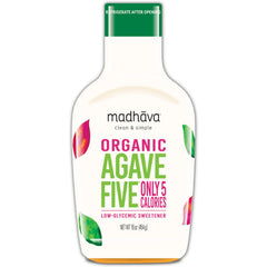 Madhava AgaveFIVE 16 oz bottle for easy sweetening in beverages and recipes.