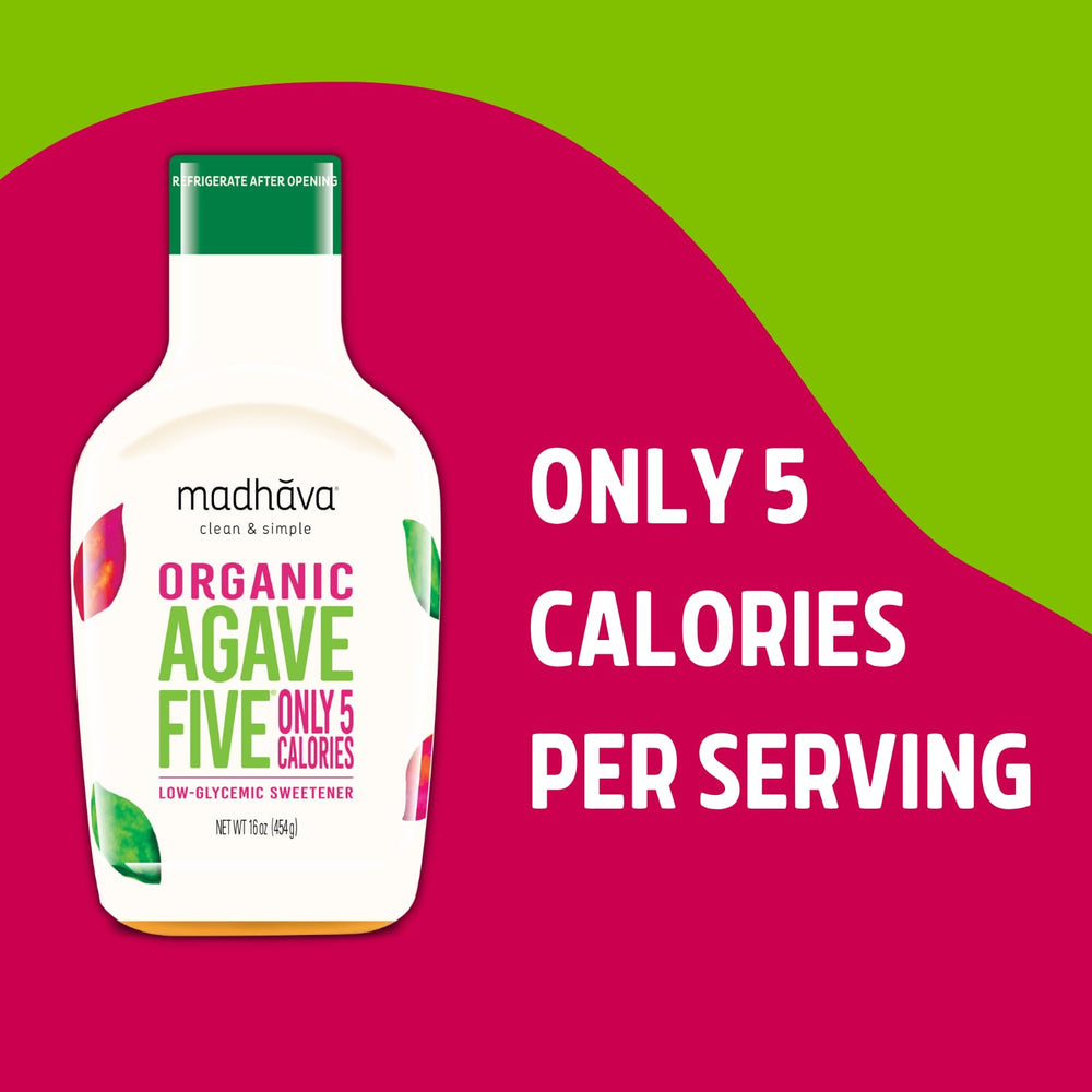 Madhava AgaveFIVE organic ingredients shot conveys plant-based sweetness.
