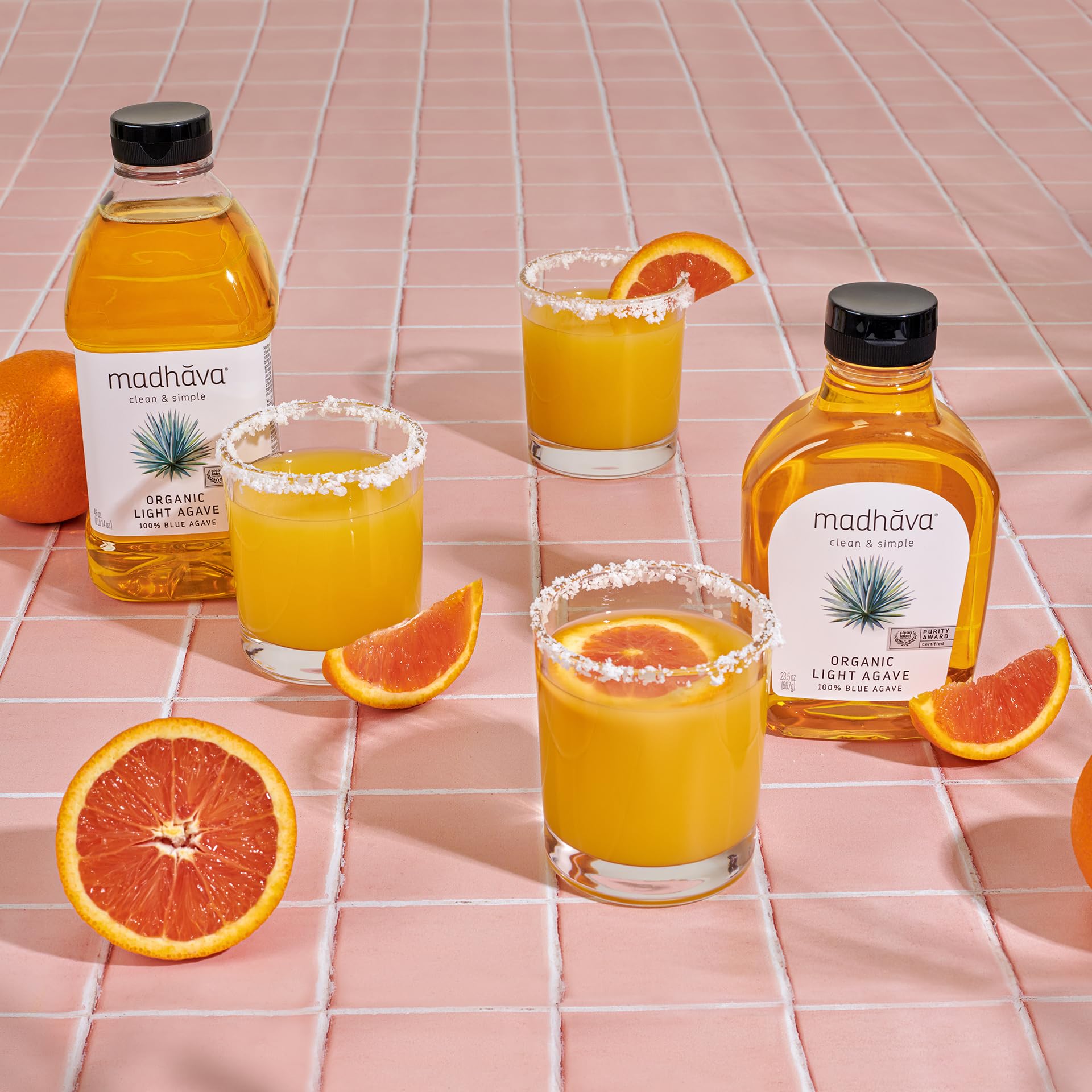 MADHAVA BPA-free bottle and pour cap ensure clean, convenient use.