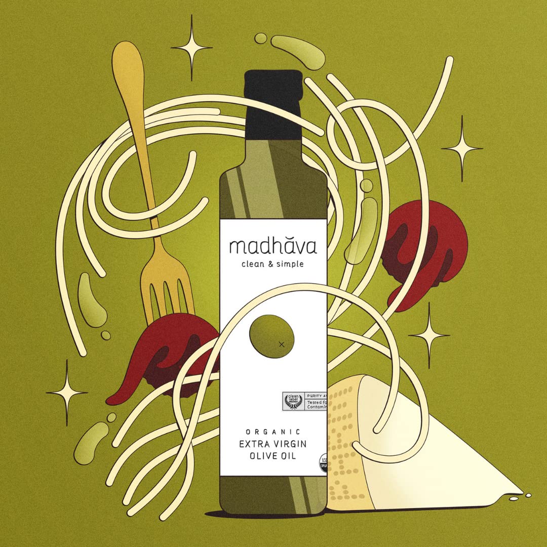 Gluten-free and vegan Madhava olive oil suitable for diverse diets.