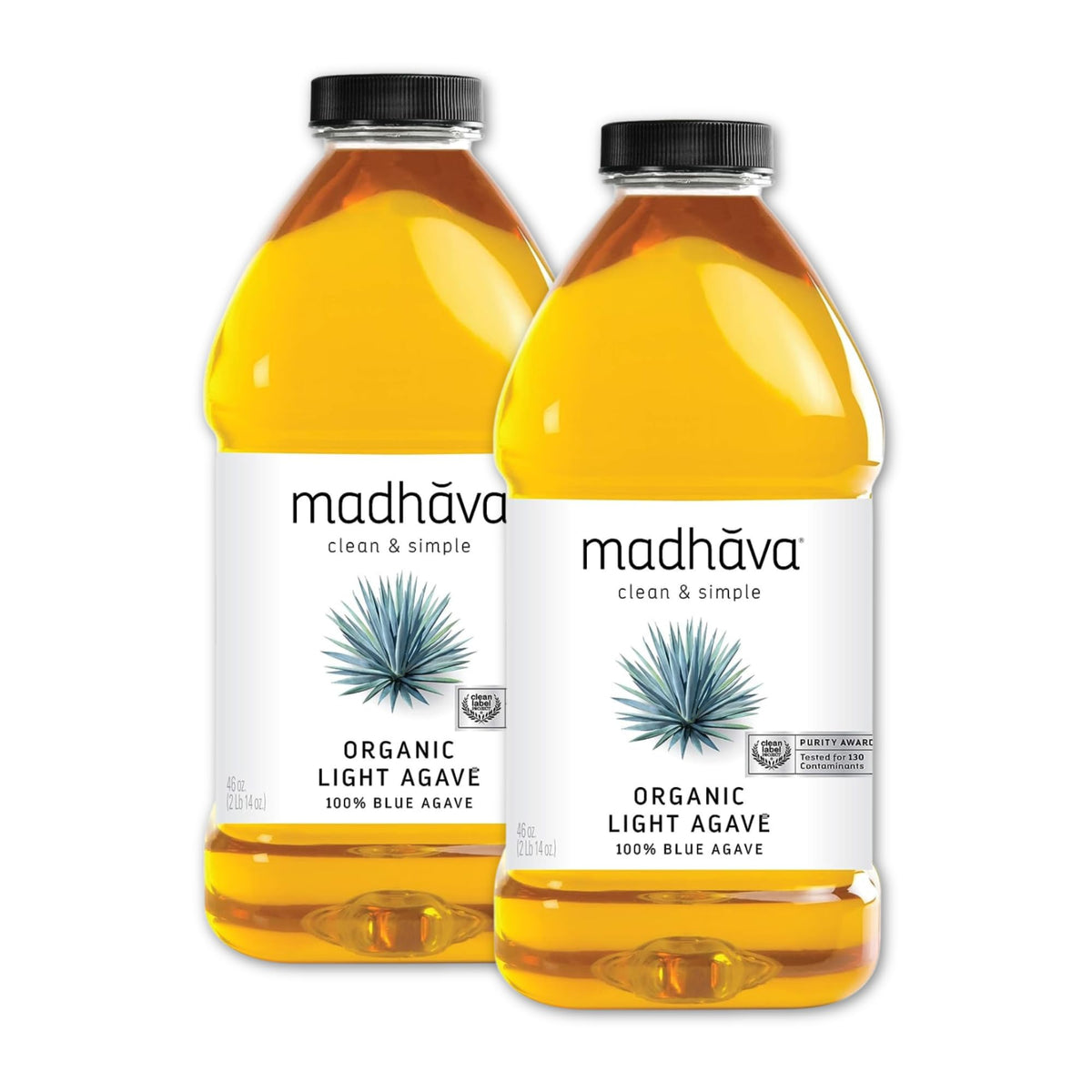 MADHAVA Organic Light Agave Nectar bottle with pour spout for easy sweetening.