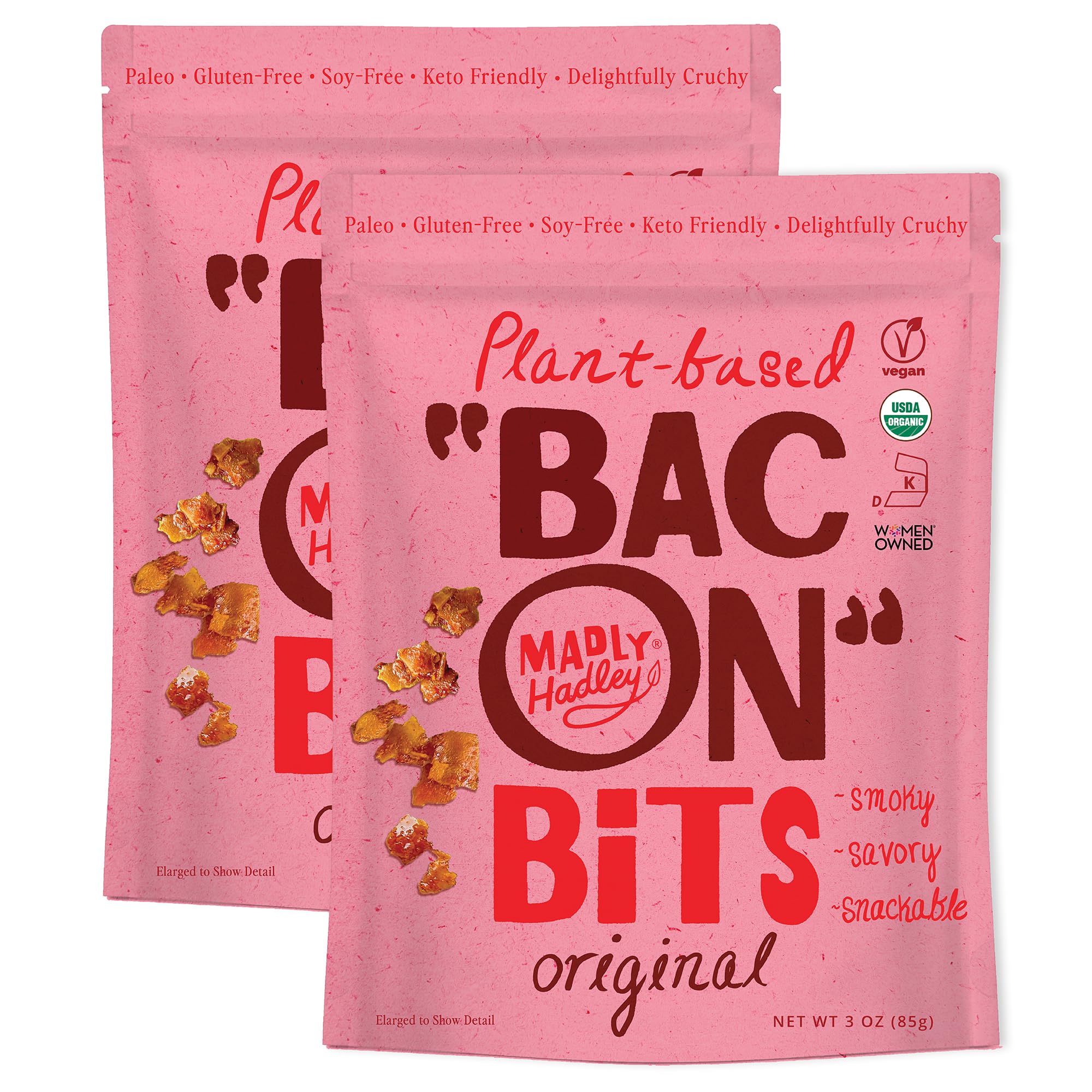 Madly Hadley original bacon bits bag with smoky plant-based flavor for salads