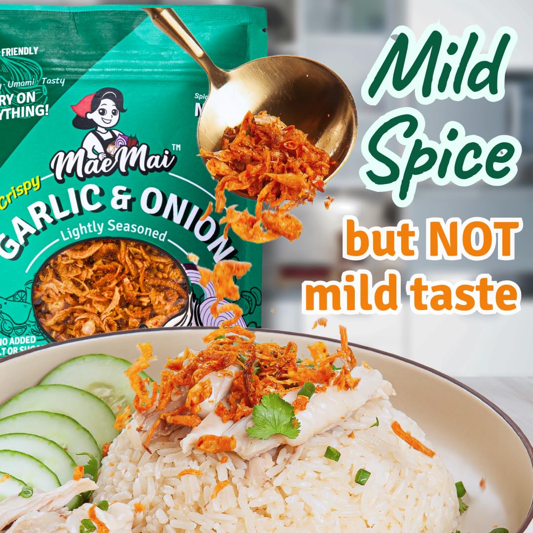Garlic and onion ingredients in MaeMai Chili Crisp.