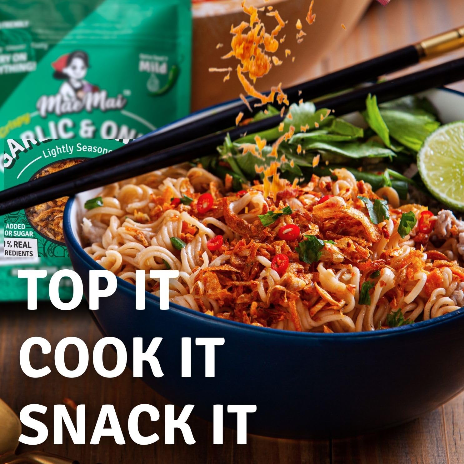 MaeMai Chili Crisp as a crunchy salad topper.