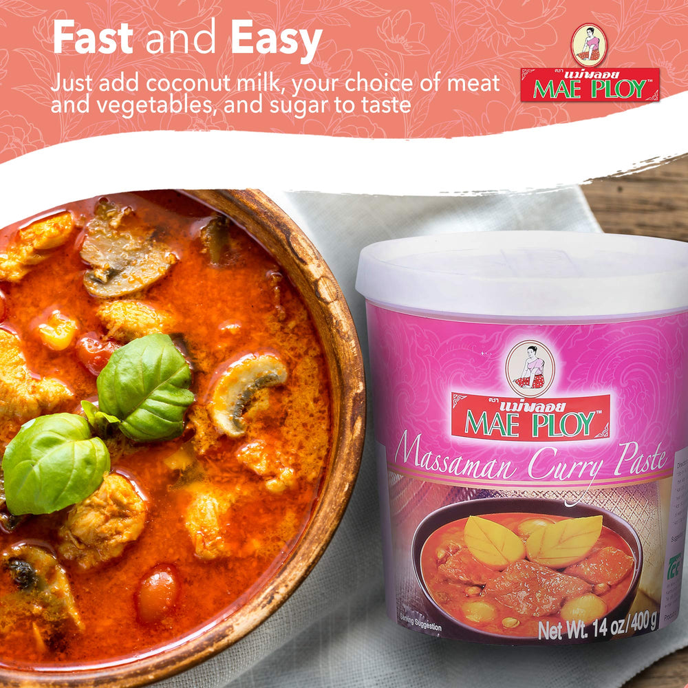 Mae Ploy Massaman curry paste with coconut milk for creamy Massaman curry.
