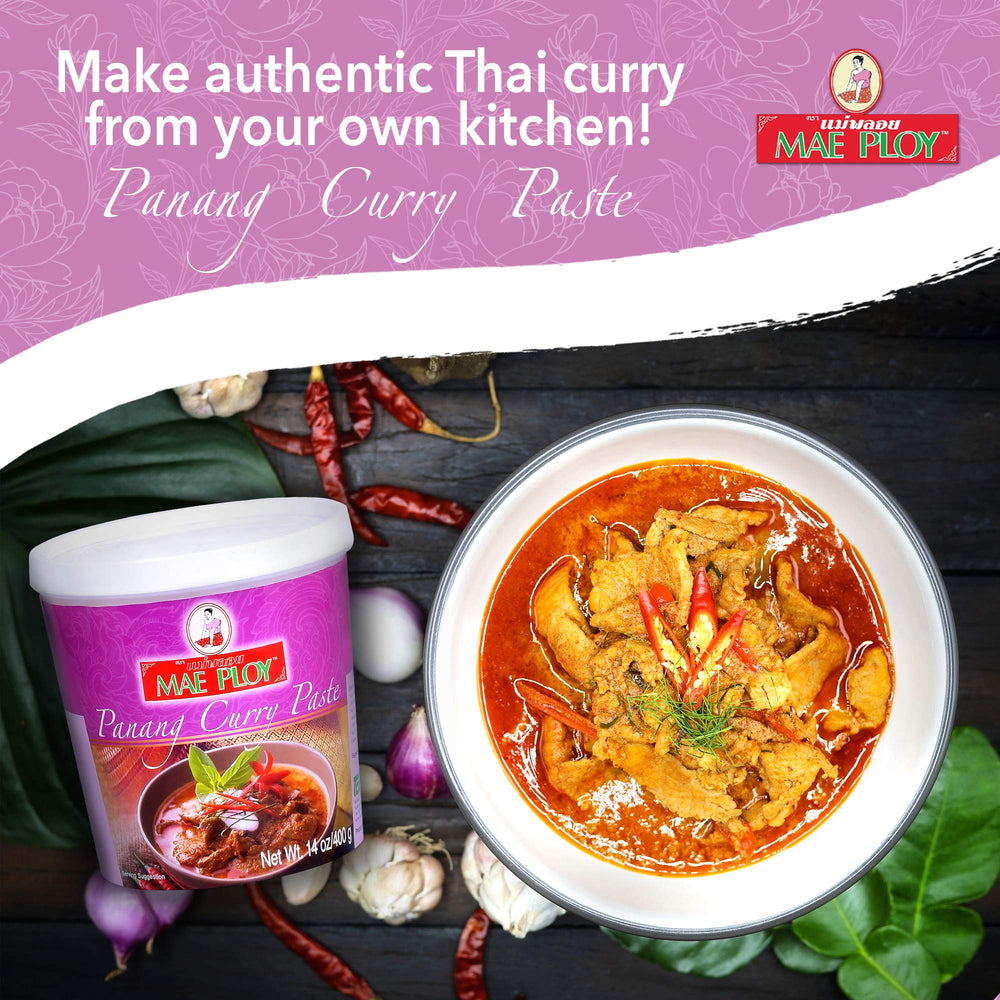 Sealed Mae Ploy Panang curry paste tub preserves freshness after opening