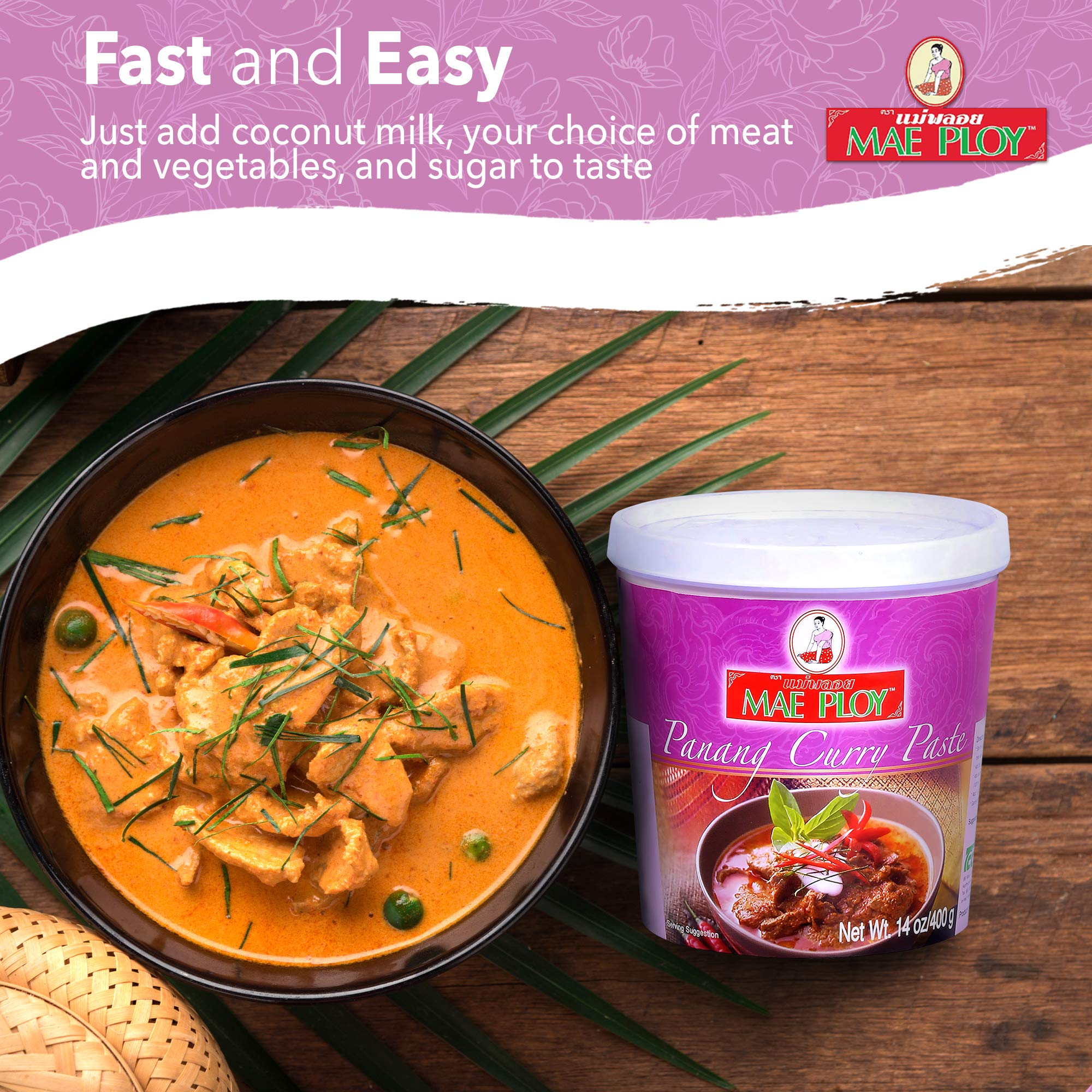 Panang curry simmered dish with Mae Ploy paste infusing aroma