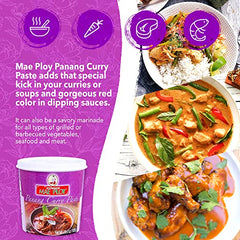 Mae Ploy Panang paste applied in a dish, showcasing vibrant color and bold flavor profile.