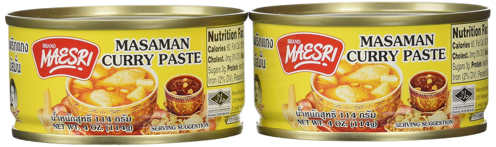 Maesri Masaman curry cans for quick, authentic Thai meals at home