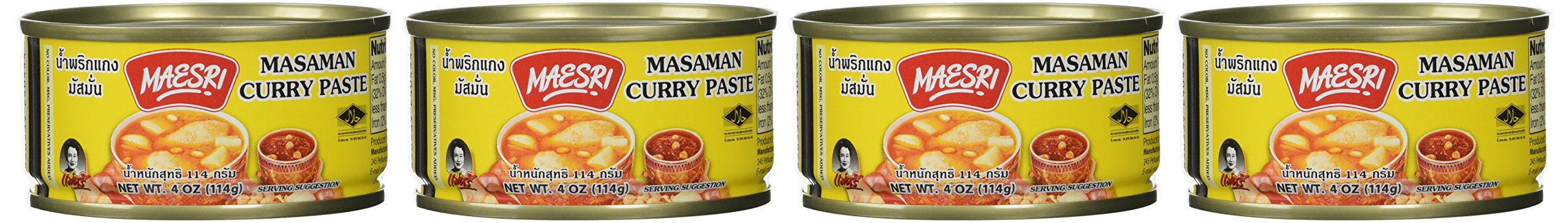 Maesri Massaman paste jar front, authentic curry base for home cooking.