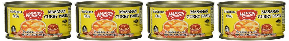 Maesri Massaman paste jar front, authentic curry base for home cooking.