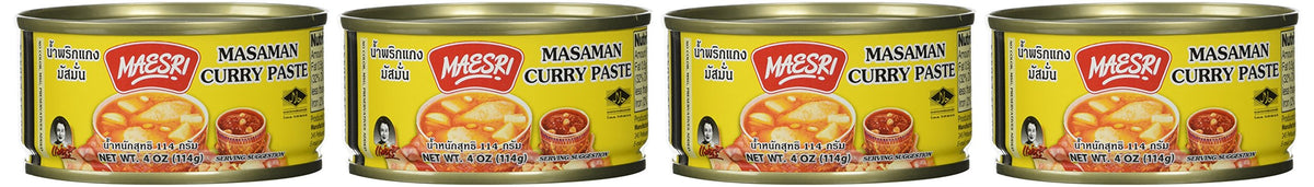 Maesri Massaman paste jar front, authentic curry base for home cooking.