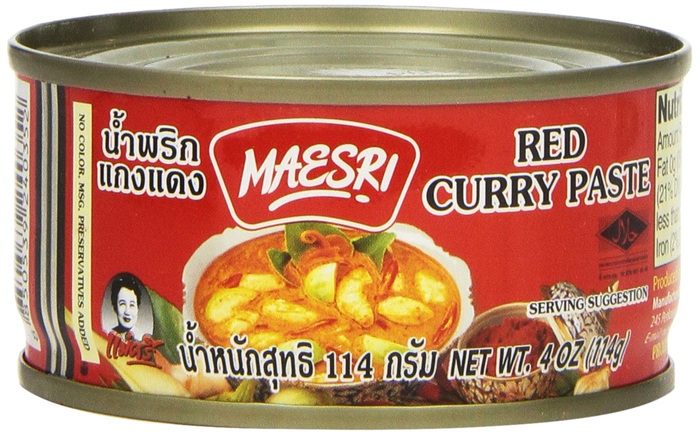 Maesri Thai Red Curry Paste 4 oz pack front view for quick, flavorful meals