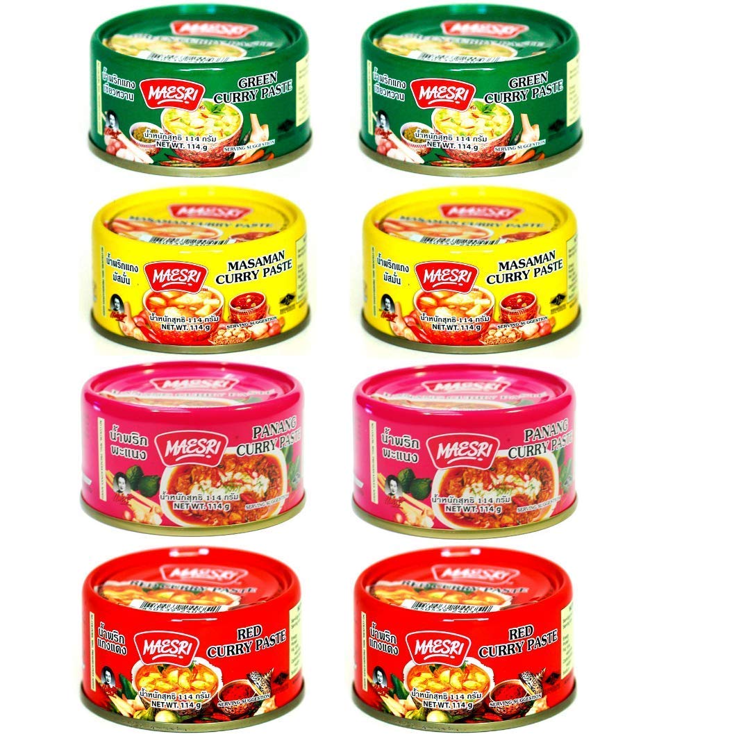 Maesri 8-pack curry paste with four flavors for quick weeknight curries