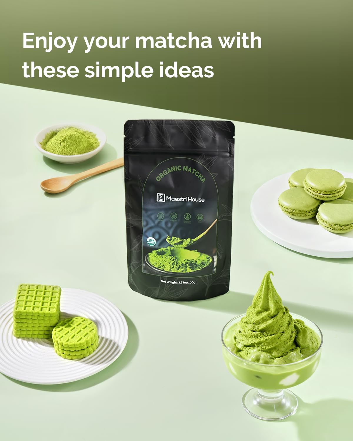 Maestri House matcha latte being poured with creamy texture
