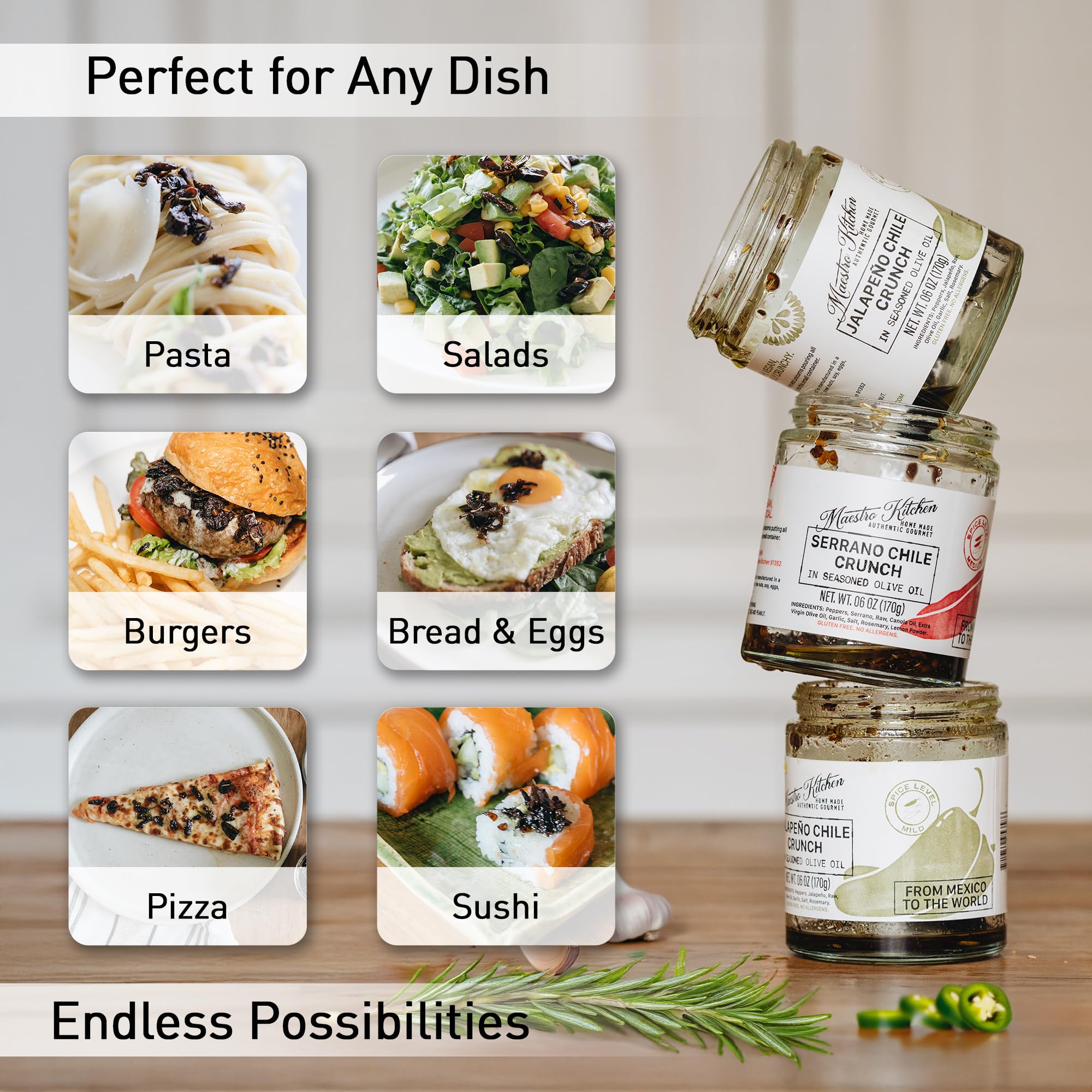 MAESTRO KITCHEN Chili Crisp oil pour shows versatile cooking base