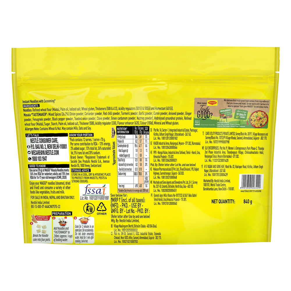 Maggi 2 Minutes Masala tastemaker sachet provides instant flavor boost