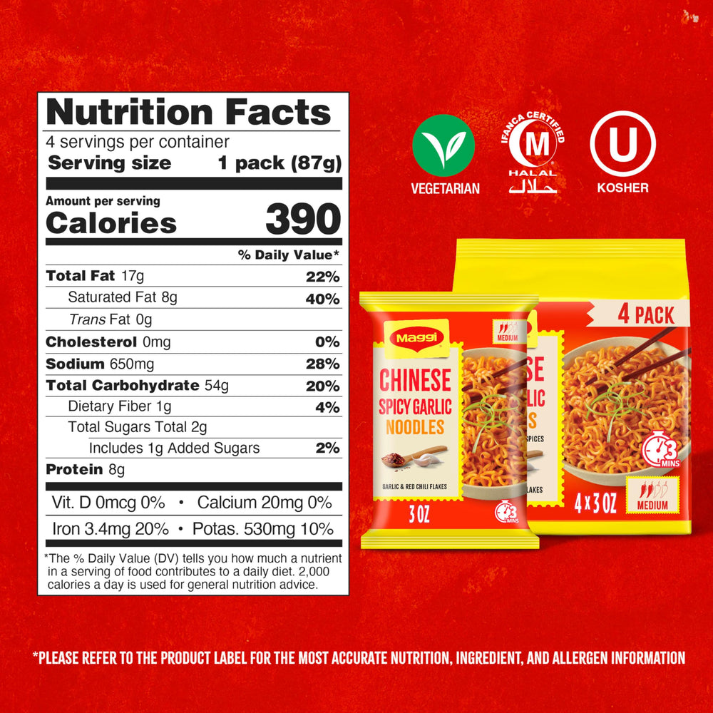 Maggi Chinese Spicy Garlic Noodles glossy-plate presentation, bold flavor ready in minutes