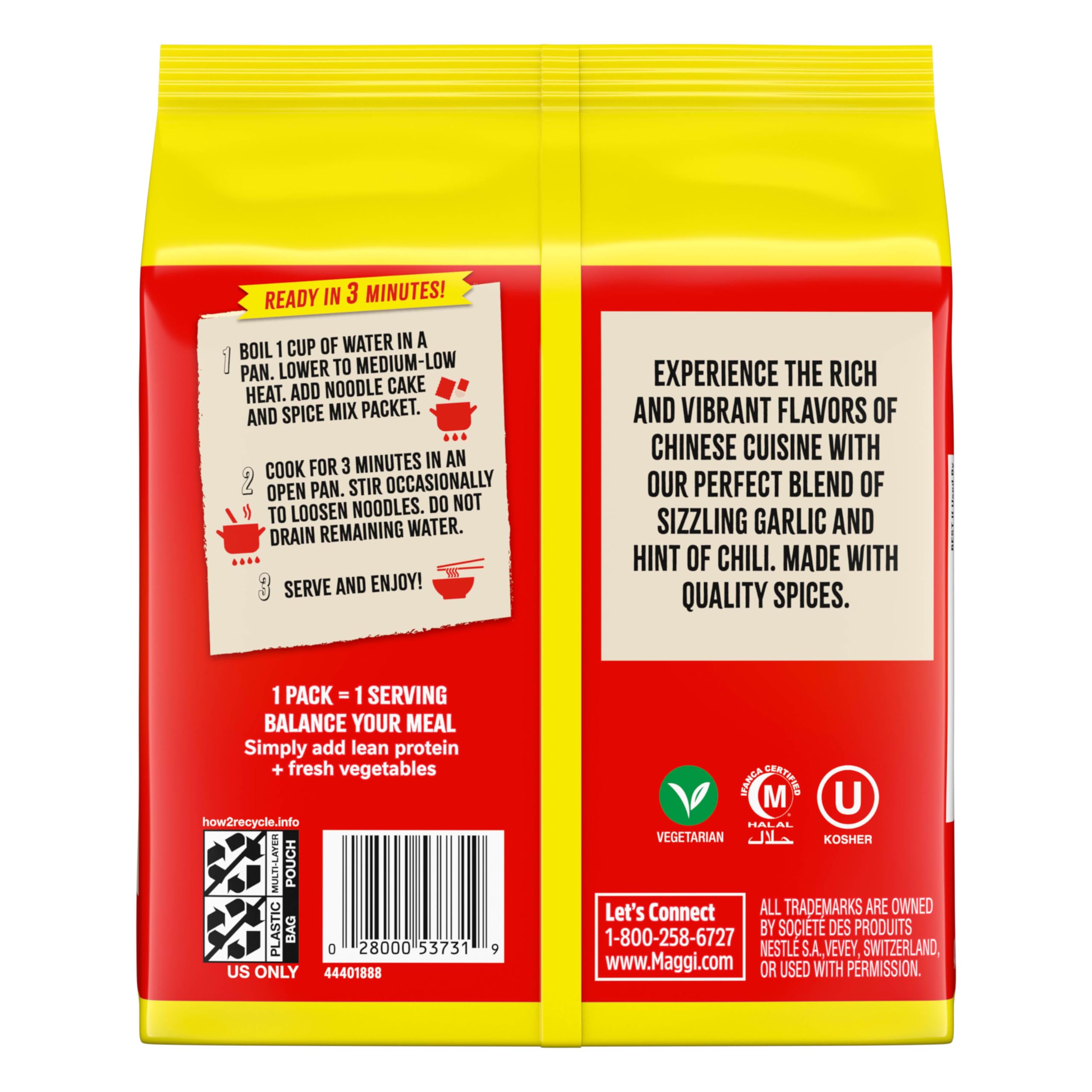 Maggi Chinese Spicy Garlic Noodles pot-steam-closeup, inviting aroma and balanced heat