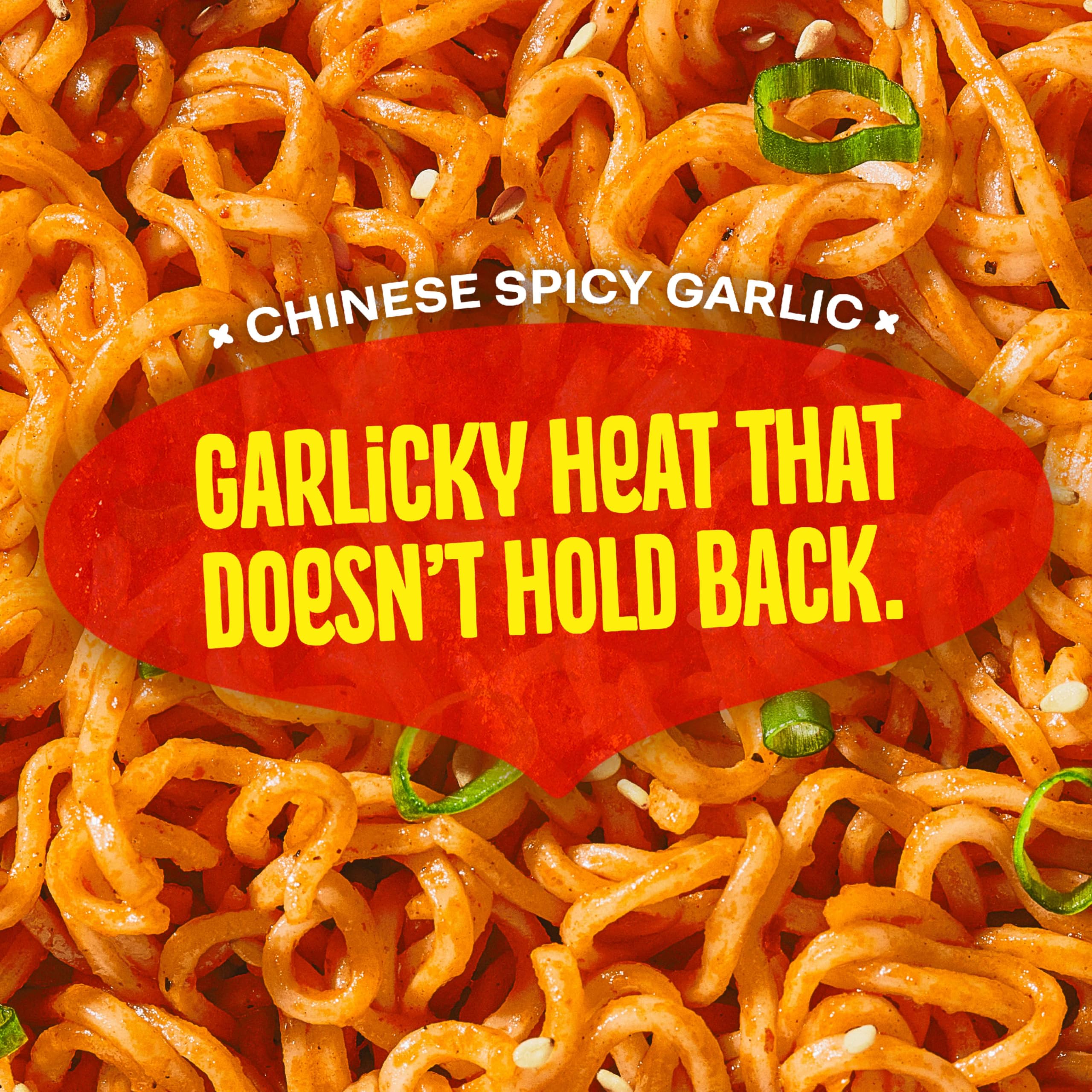 Maggi Chinese Spicy Garlic Noodles serving-bowl, setup for quick meals with protein or veggies
