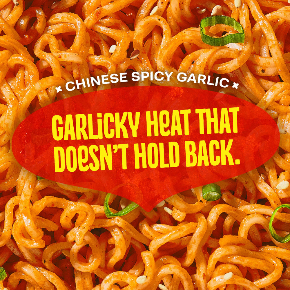 Maggi Chinese Spicy Garlic Noodles serving-bowl, setup for quick meals with protein or veggies
