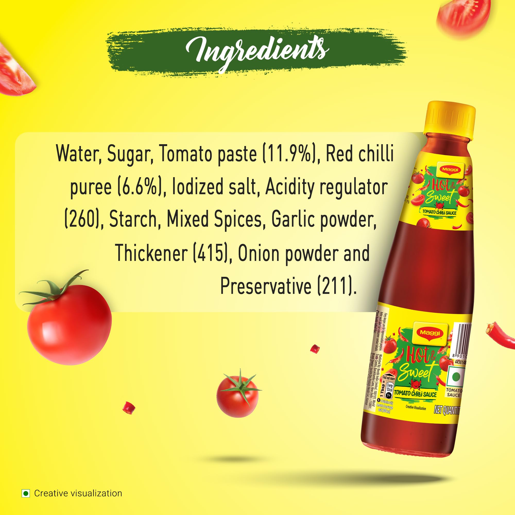 Close up of Maggi ingredients showing all natural base for sauce.