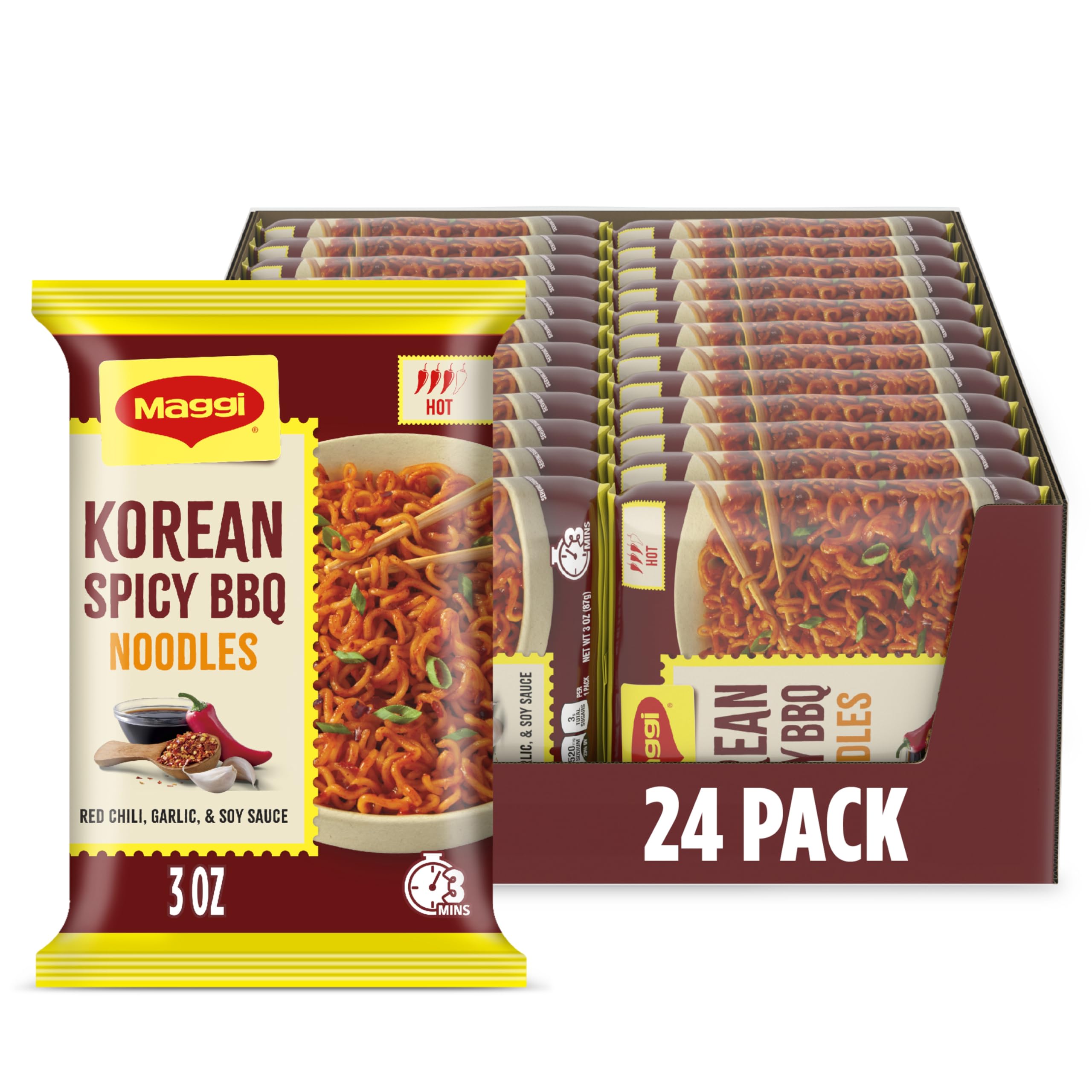 Maggi Korean Spicy BBQ Noodles pack offers bold flavors for quick meals