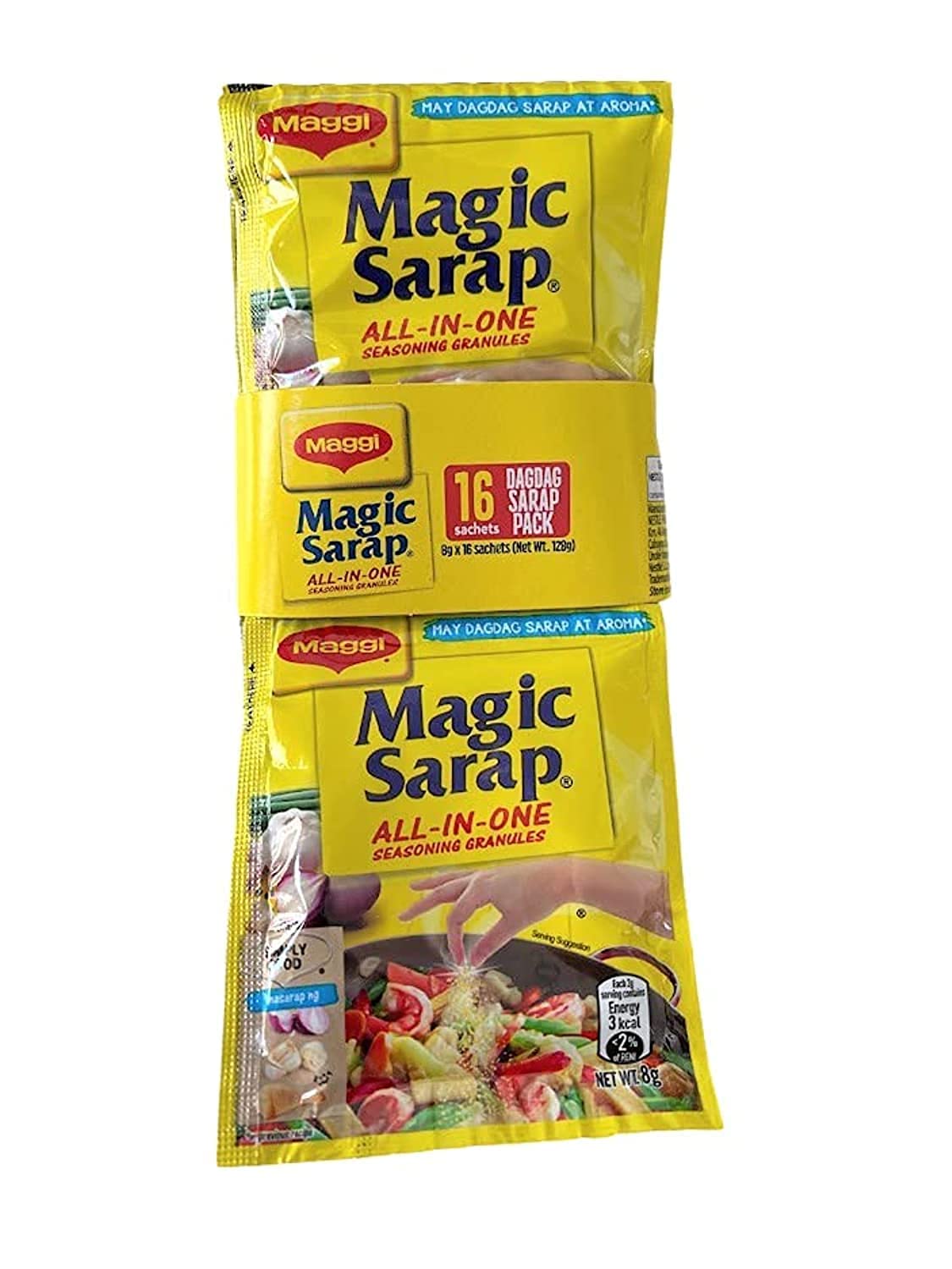 Maggi Magic Sarap Original 16-pack seasoning display to elevate home cooking.