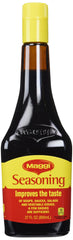 Maggi seasoning bottle pouring over a pan, elevating everyday meals with rich umami.