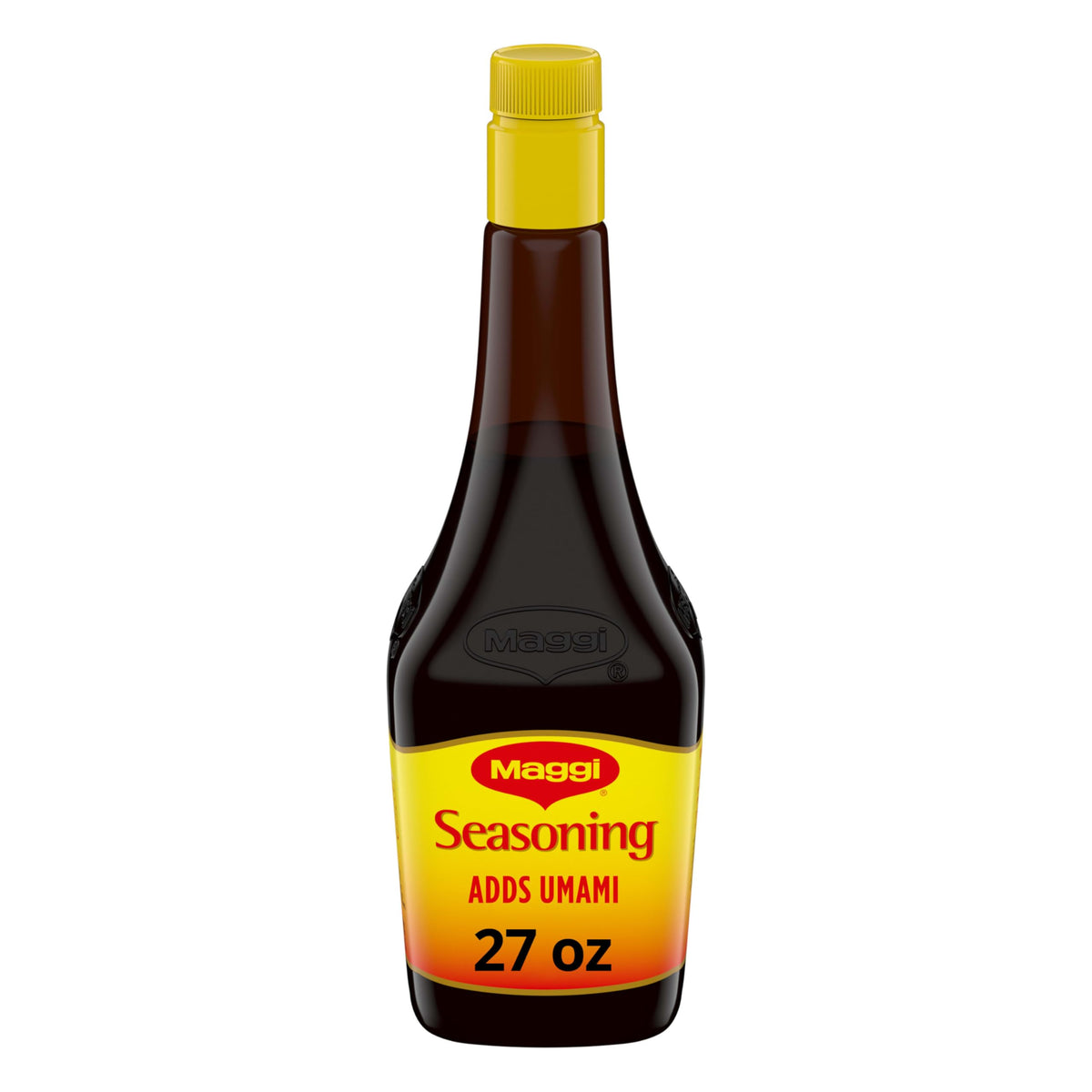 Maggi Seasoning roasted flavor bottle pour enhances meats and vegetables.