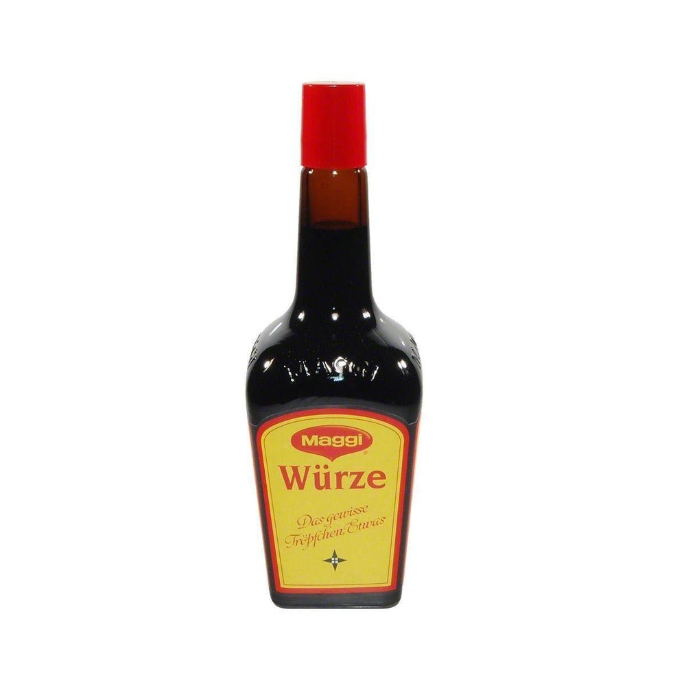 Maggi Seasoning Wurze 810ml bottle enhances soups and stews with savory depth.